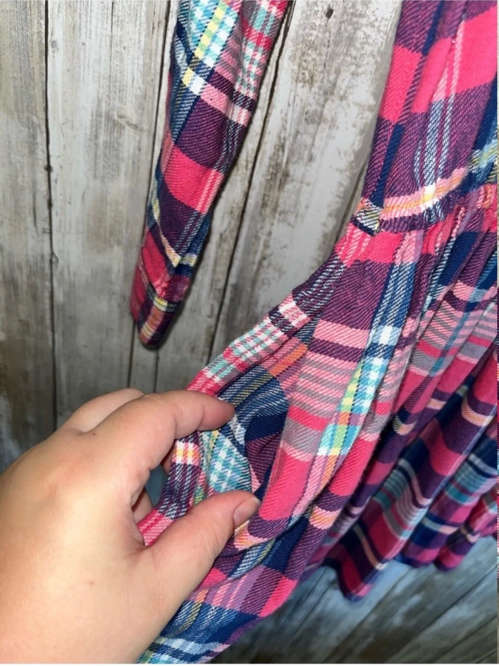 Polo Ralph Lauren Girls Plaid Shirt Dress Size 10 Pink Flannel